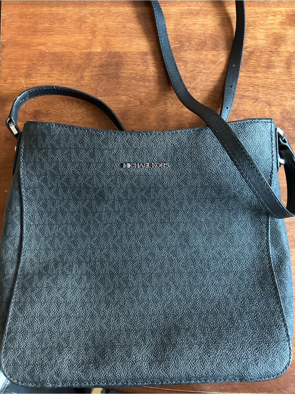 Michael Kors Black Saffiano Messenger Crossbody with Gold Logo
